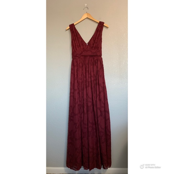 Lulus XS Sweet Sophistication Burgundy Burnout Floral Maxi Dress NWT - Picture 3 of 17